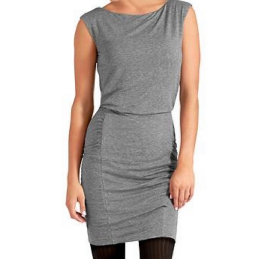 Athleta Westwood Gray Sleeveless Ruched Dress XXS
